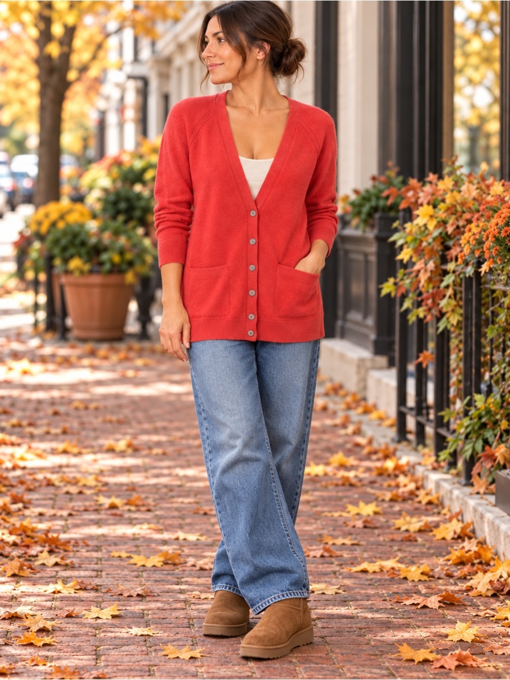 Title: Banana Republic Coral/Red Merino & Cashmere Cardigan | M